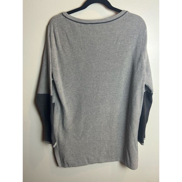 Lands End Knit Tunic Sweater Size Large L Scroop Neck Gray Slate Gray Classic - Picture 6 of 8